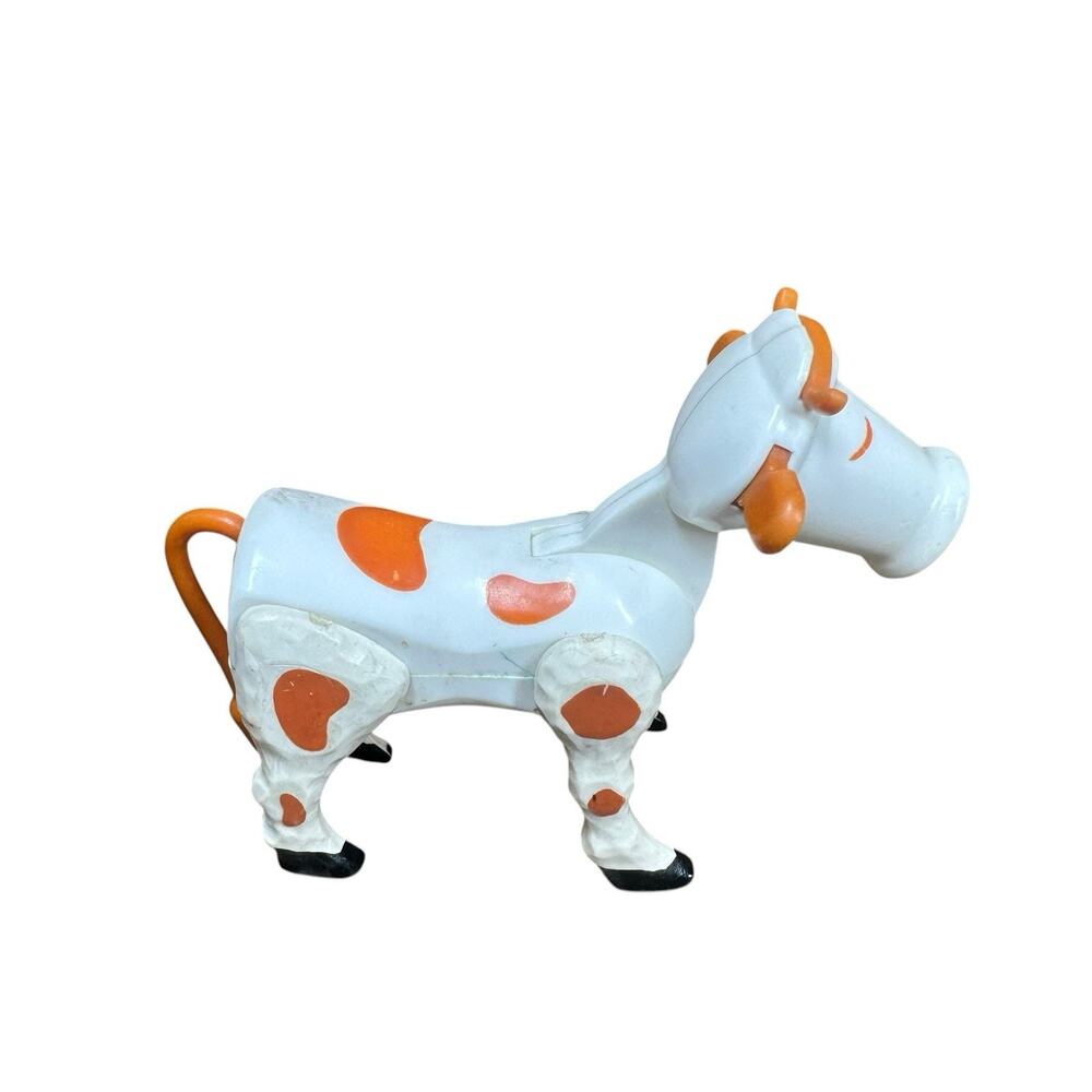 Vtg Fisher Price Little People White Cow w/Brown Spots Farm Barn Animal Toy